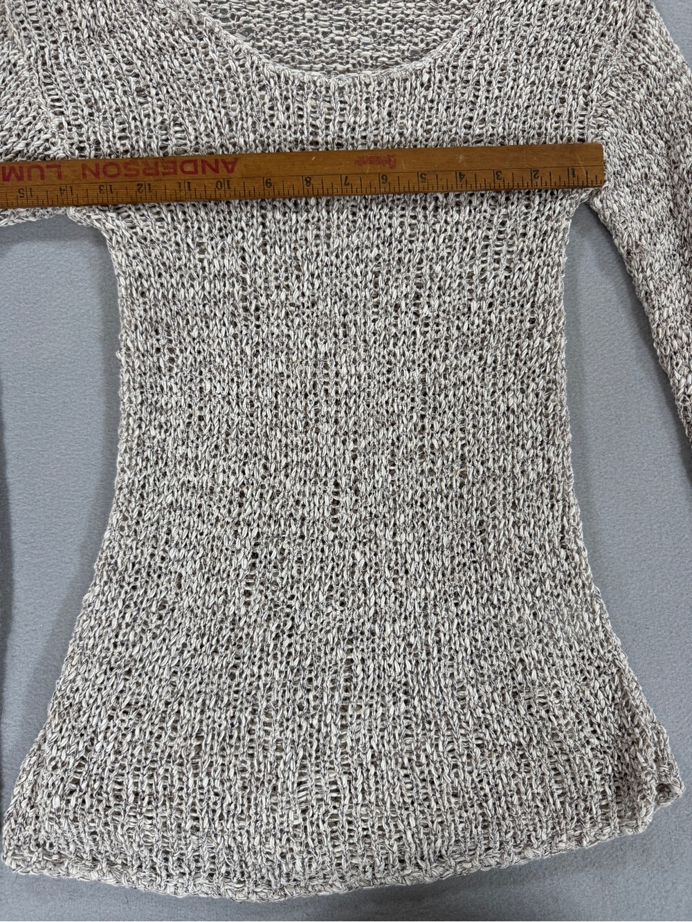 Caslon Open Knit Marled Cotton Blend Sweater XS Beige Oatmeal Scoop Neck Beach - Picture 7 of 10